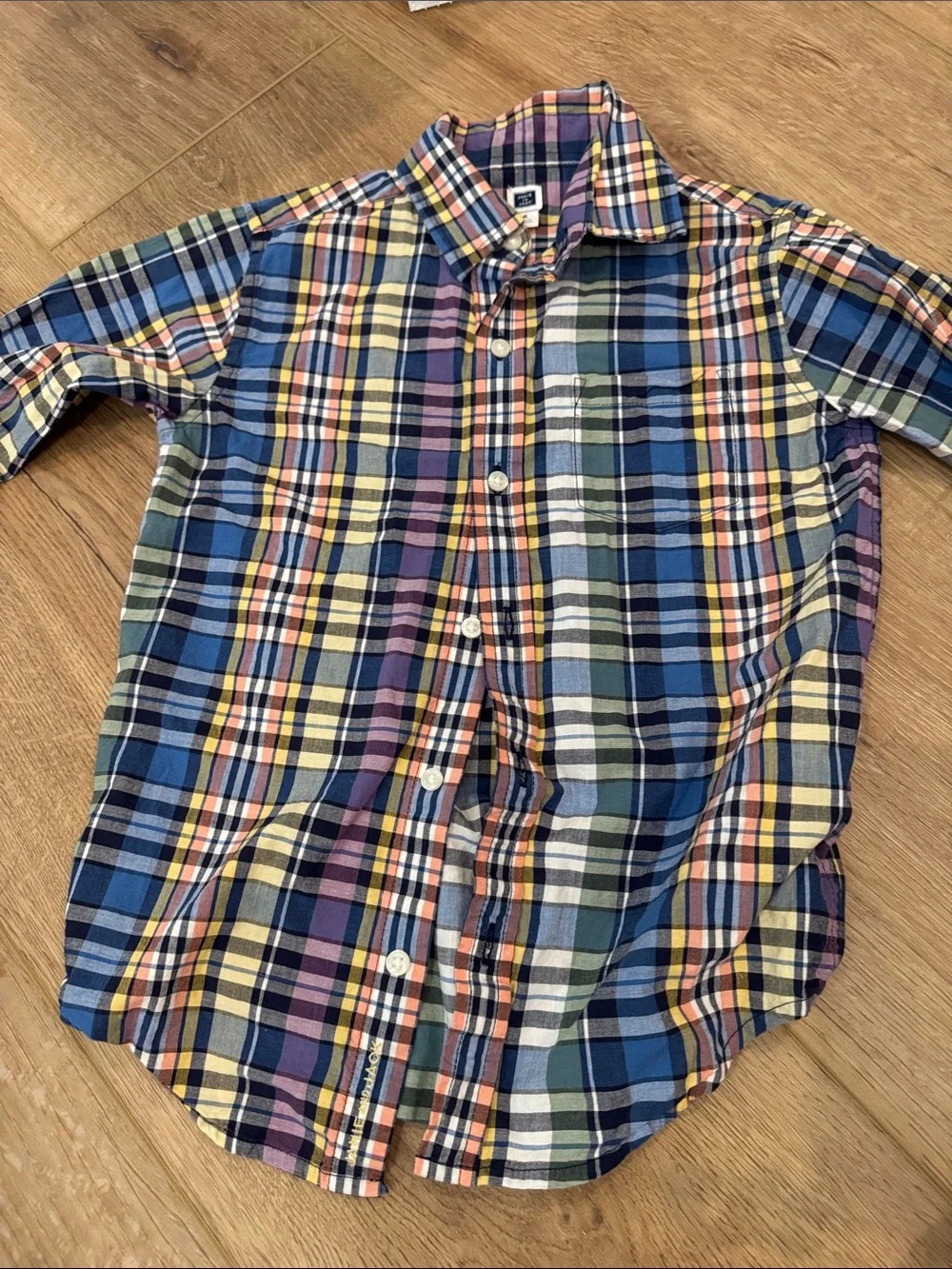 Janie and Jack Navy, Yellow & White Plaid Button-Down Shirt Lot of 2 size 6 & 7